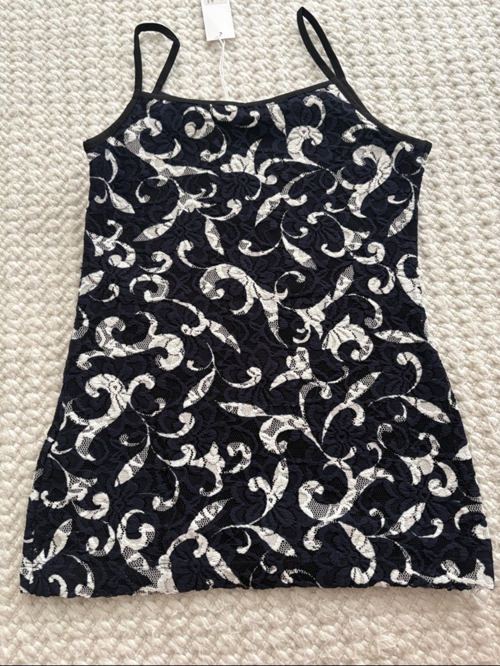Anne Fontaine Navy and White Lace Camisole Dress